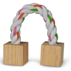 Jouet pour petits animaux blocs en bois et corde, 20 cm