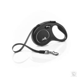 Flexi New Classic L sangle Laisse à enrouleur pour chiens en noir (8 m)