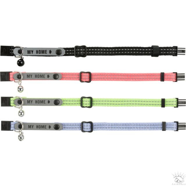 Collier chat avec porte adresse, réfléchissant, nylon