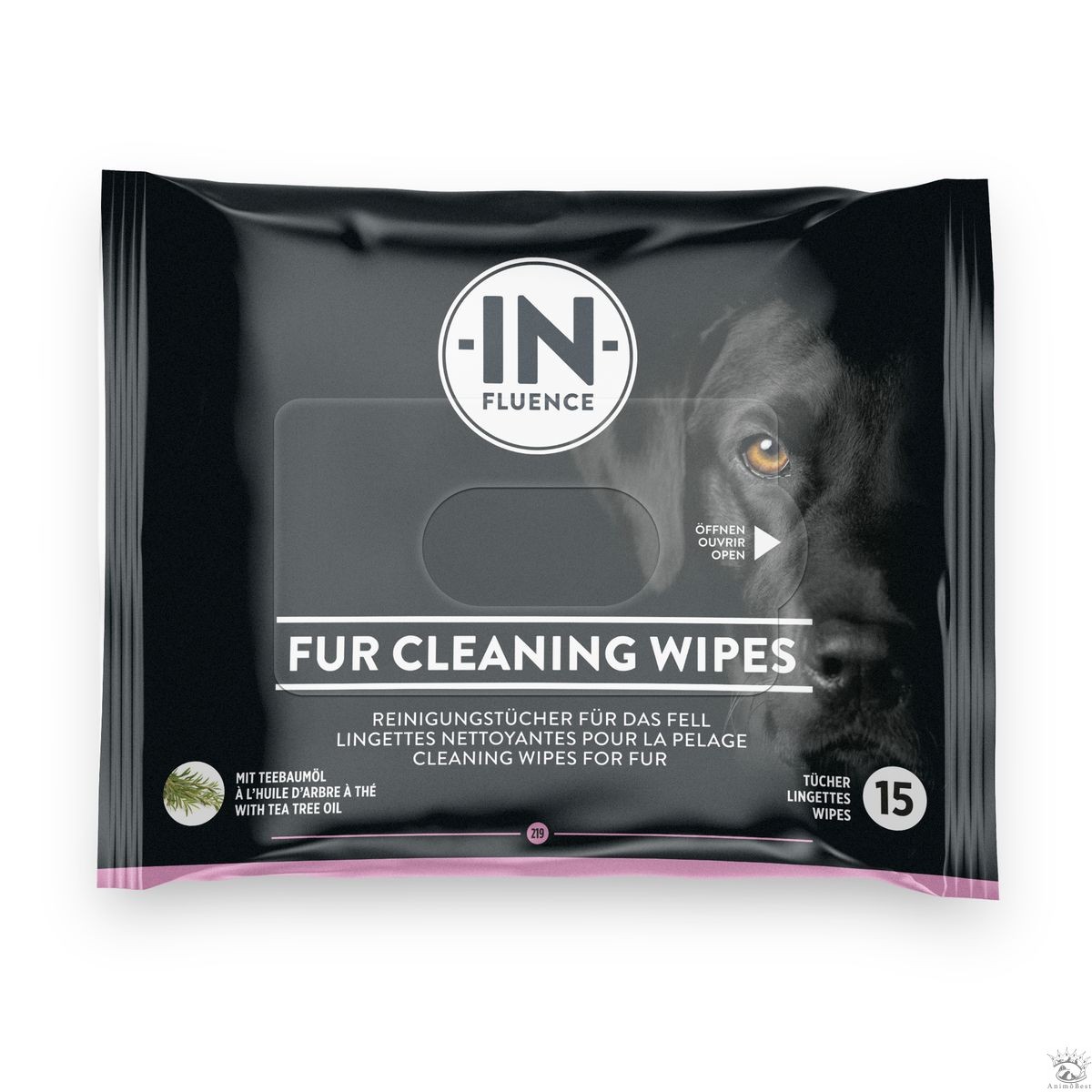 IN-FLUENCE lingettes nettoyantes à l’huile d’arbre à thé pour chiens 15Pcs